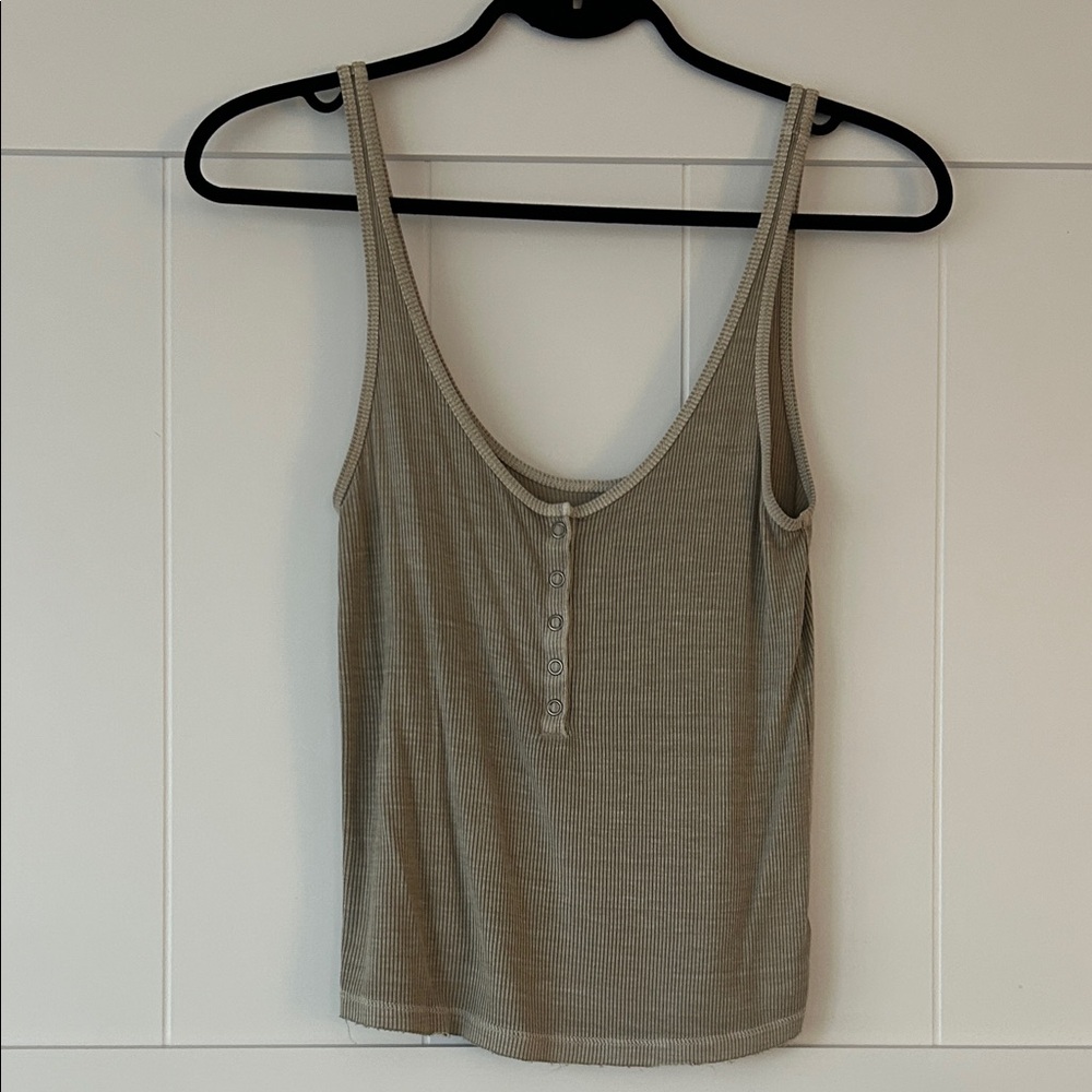 2/$15 American Eagle Outfitters Ribbed Camisole - Light Olive